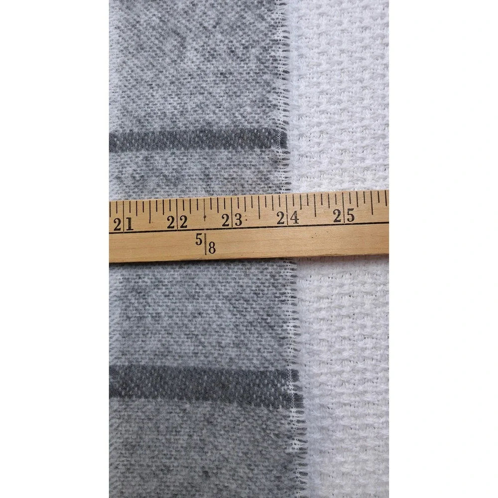 LOFT Plaid Scarf Womens OS Grey Grid Eyelash Fringe New